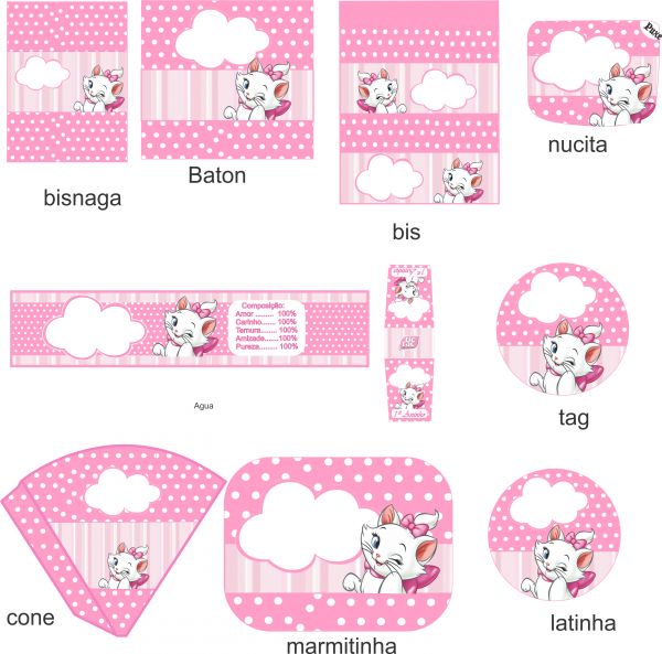 kit festa Gatinha Marie - Loja de CLEUSADESIGNER